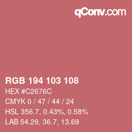 颜色代码: RGB 194 103 108 | qconv.com