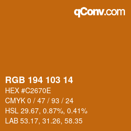 カラーコード: RGB 194 103 14 | qconv.com