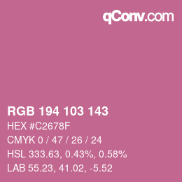 Color code: RGB 194 103 143 | qconv.com