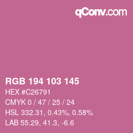 颜色代码: RGB 194 103 145 | qconv.com