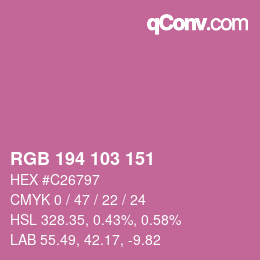 Color code: RGB 194 103 151 | qconv.com
