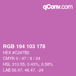 カラーコード: RGB 194 103 178 | qconv.com