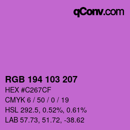 Color code: RGB 194 103 207 | qconv.com