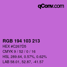 カラーコード: RGB 194 103 213 | qconv.com