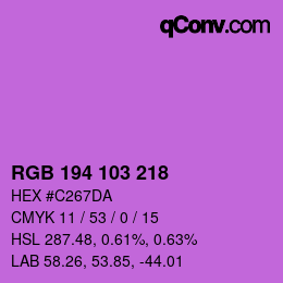 カラーコード: RGB 194 103 218 | qconv.com