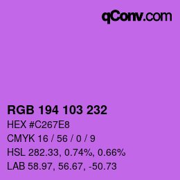 カラーコード: RGB 194 103 232 | qconv.com