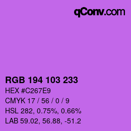 カラーコード: RGB 194 103 233 | qconv.com