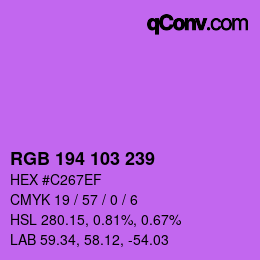 颜色代码: RGB 194 103 239 | qconv.com