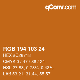 Color code: RGB 194 103 24 | qconv.com