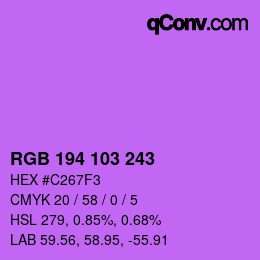 Color code: RGB 194 103 243 | qconv.com