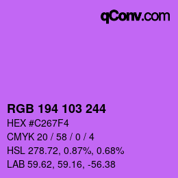 Color code: RGB 194 103 244 | qconv.com