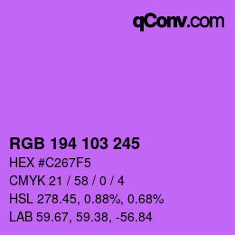 カラーコード: RGB 194 103 245 | qconv.com