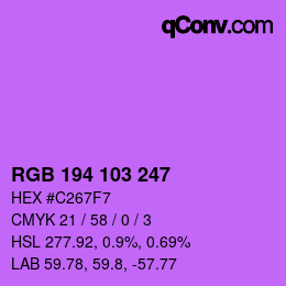 カラーコード: RGB 194 103 247 | qconv.com