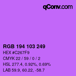 カラーコード: RGB 194 103 249 | qconv.com