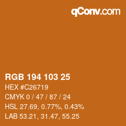 カラーコード: RGB 194 103 25 | qconv.com