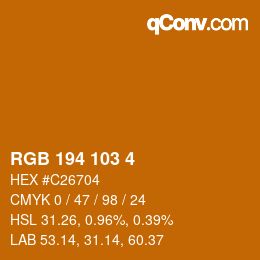 Color code: RGB 194 103 4 | qconv.com