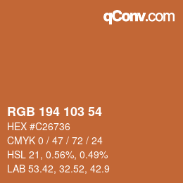 カラーコード: RGB 194 103 54 | qconv.com