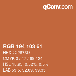 颜色代码: RGB 194 103 61 | qconv.com