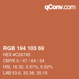 颜色代码: RGB 194 103 69 | qconv.com