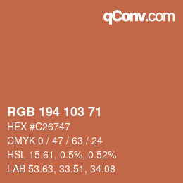 Color code: RGB 194 103 71 | qconv.com