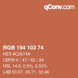 カラーコード: RGB 194 103 74 | qconv.com