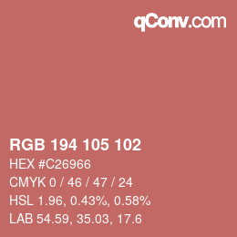 Color code: RGB 194 105 102 | qconv.com