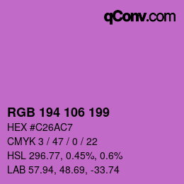 Color code: RGB 194 106 199 | qconv.com