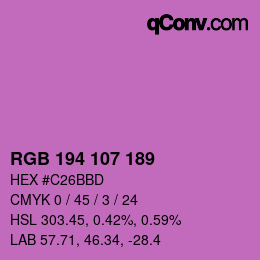 Color code: RGB 194 107 189 | qconv.com