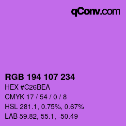 カラーコード: RGB 194 107 234 | qconv.com