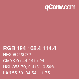 カラーコード: RGB 194 108.4 114.4 | qconv.com