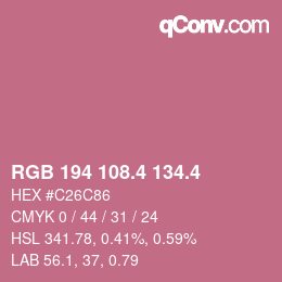 カラーコード: RGB 194 108.4 134.4 | qconv.com
