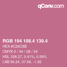 カラーコード: RGB 194 108.4 139.4 | qconv.com