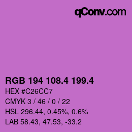 カラーコード: RGB 194 108.4 199.4 | qconv.com