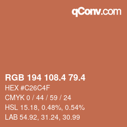 カラーコード: RGB 194 108.4 79.4 | qconv.com