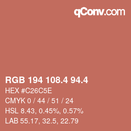 カラーコード: RGB 194 108.4 94.4 | qconv.com