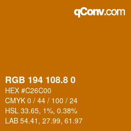 カラーコード: RGB 194 108.8 0 | qconv.com