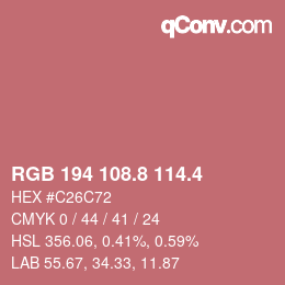 カラーコード: RGB 194 108.8 114.4 | qconv.com