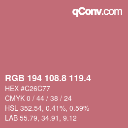カラーコード: RGB 194 108.8 119.4 | qconv.com