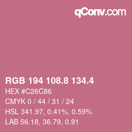 カラーコード: RGB 194 108.8 134.4 | qconv.com