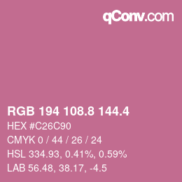 カラーコード: RGB 194 108.8 144.4 | qconv.com