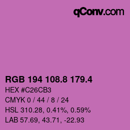 カラーコード: RGB 194 108.8 179.4 | qconv.com