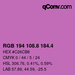 カラーコード: RGB 194 108.8 184.4 | qconv.com