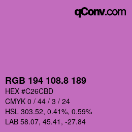 カラーコード: RGB 194 108.8 189 | qconv.com