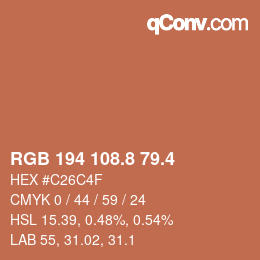 カラーコード: RGB 194 108.8 79.4 | qconv.com