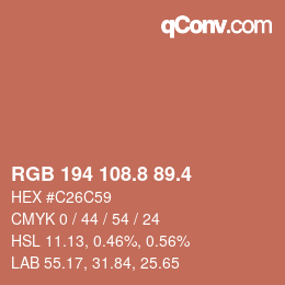 カラーコード: RGB 194 108.8 89.4 | qconv.com