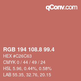 カラーコード: RGB 194 108.8 99.4 | qconv.com