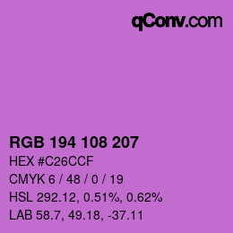 Color code: RGB 194 108 207 | qconv.com