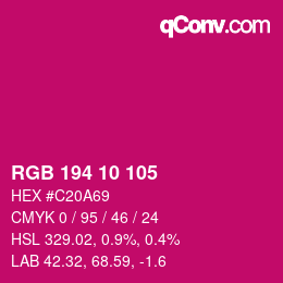 颜色代码: RGB 194 10 105 | qconv.com