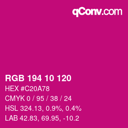 颜色代码: RGB 194 10 120 | qconv.com