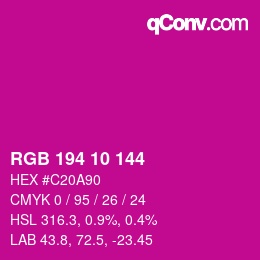カラーコード: RGB 194 10 144 | qconv.com